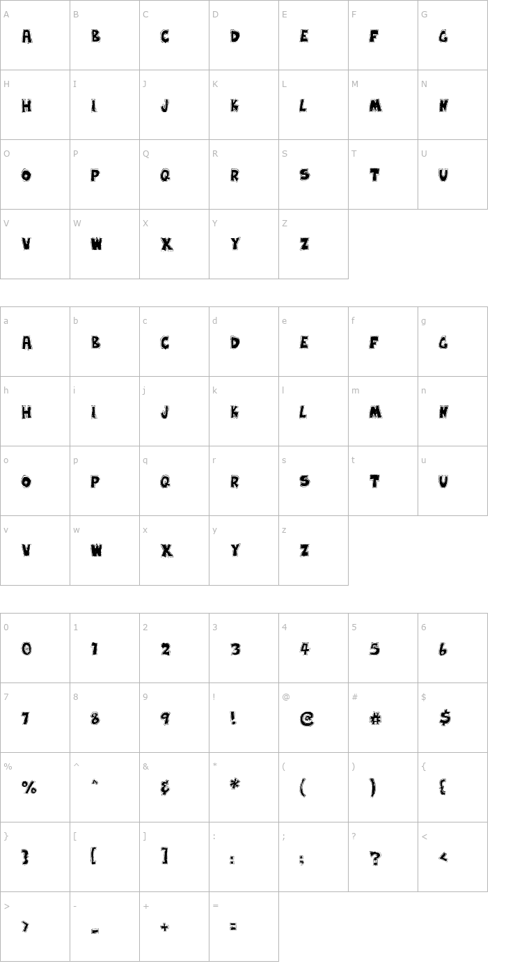 Character Map Earwax Wit Font