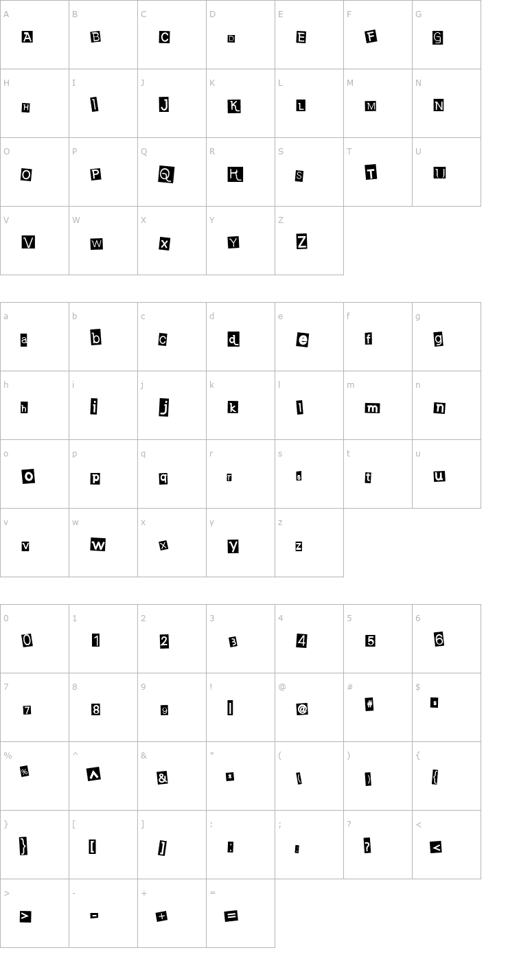 Character Map Earwig Factory Font