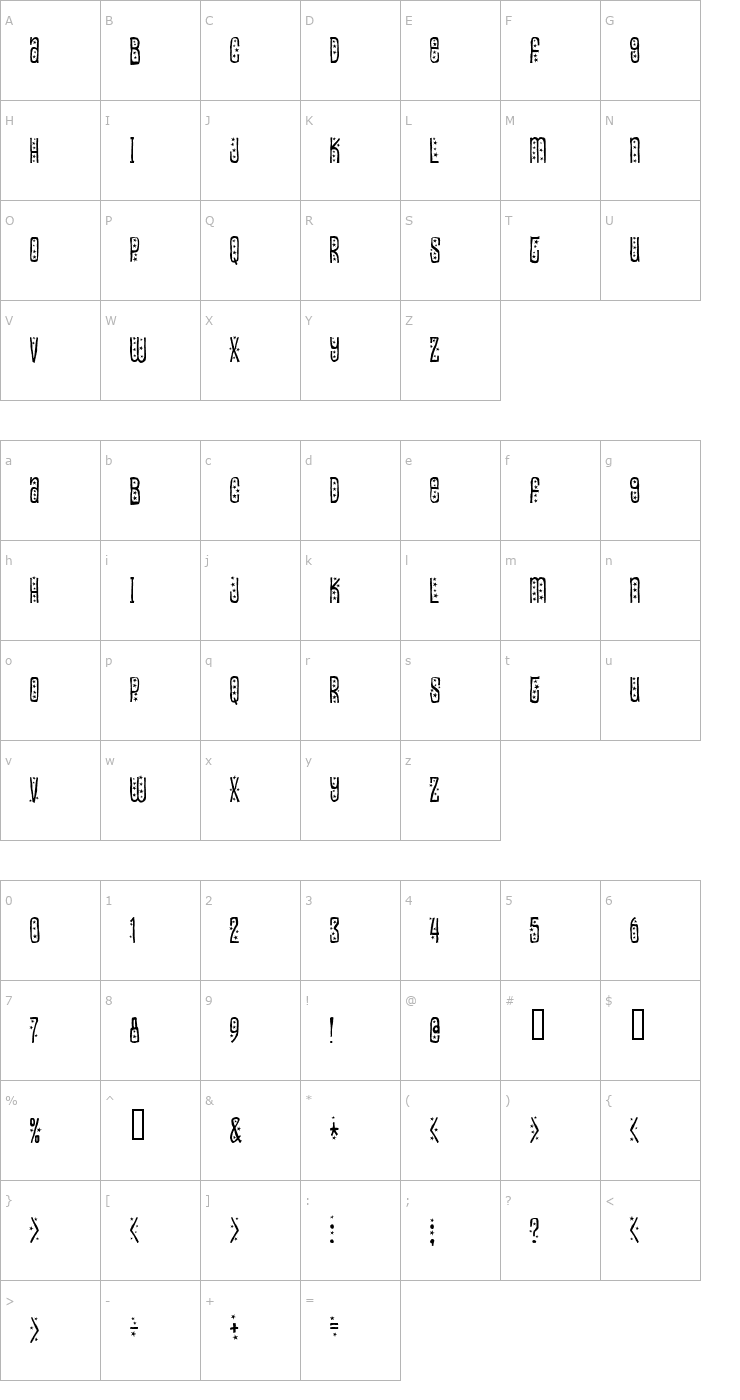 Character Map Easily amused Font