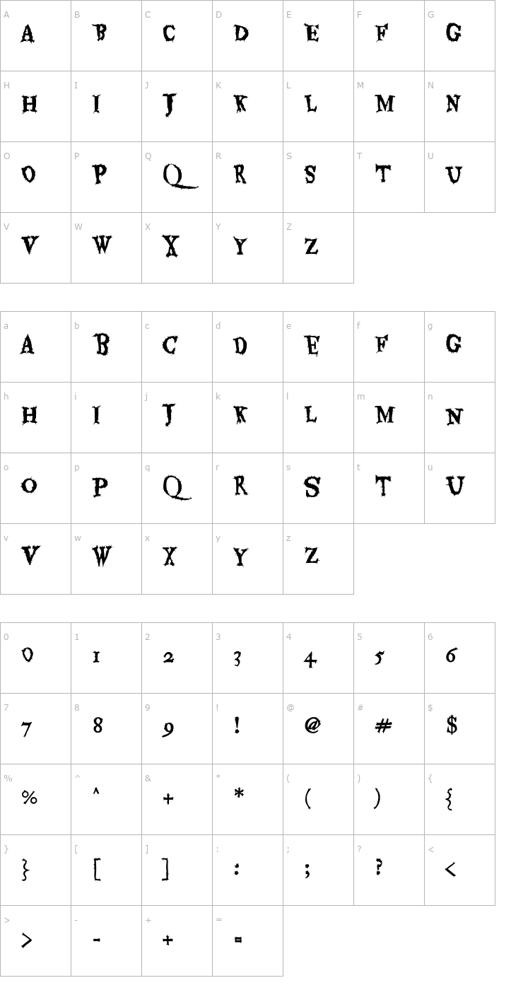 Character Map Eater Caps Font