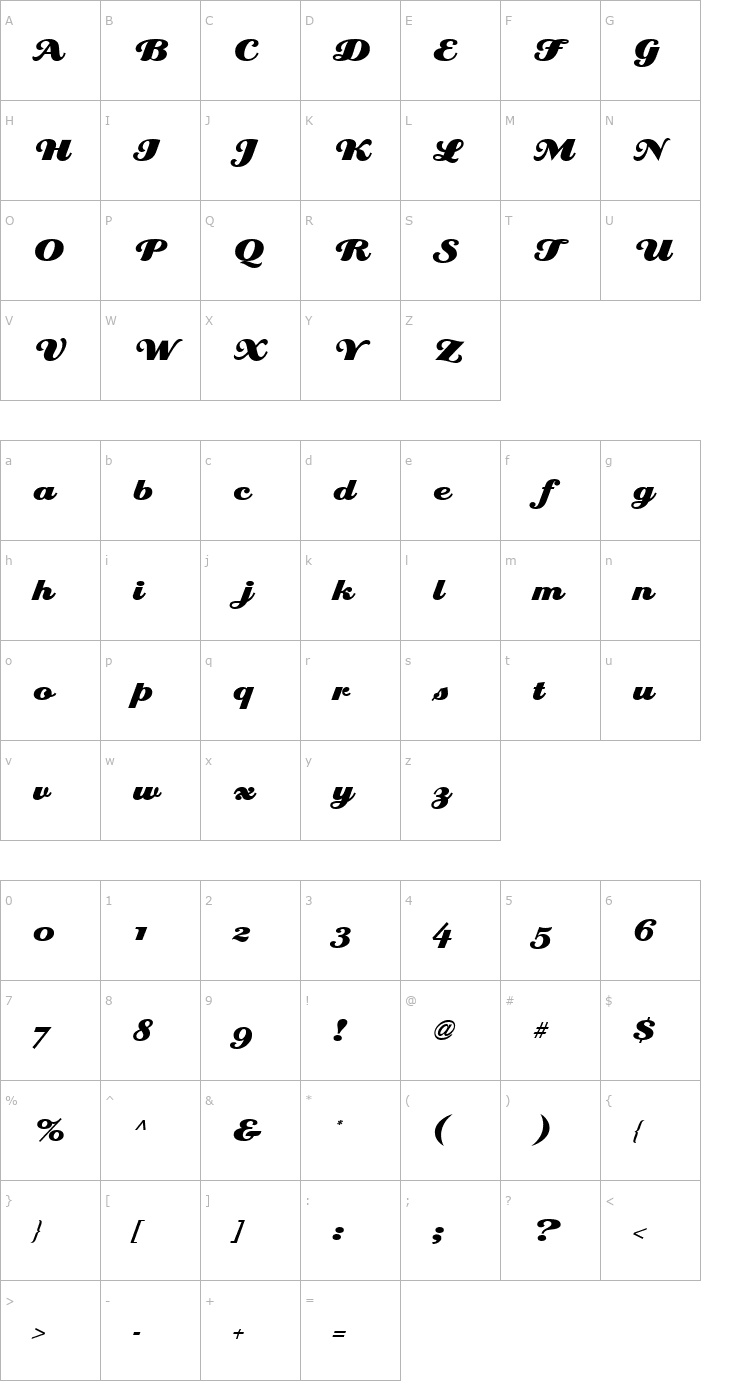 Character Map Eclat ICG Alt Font