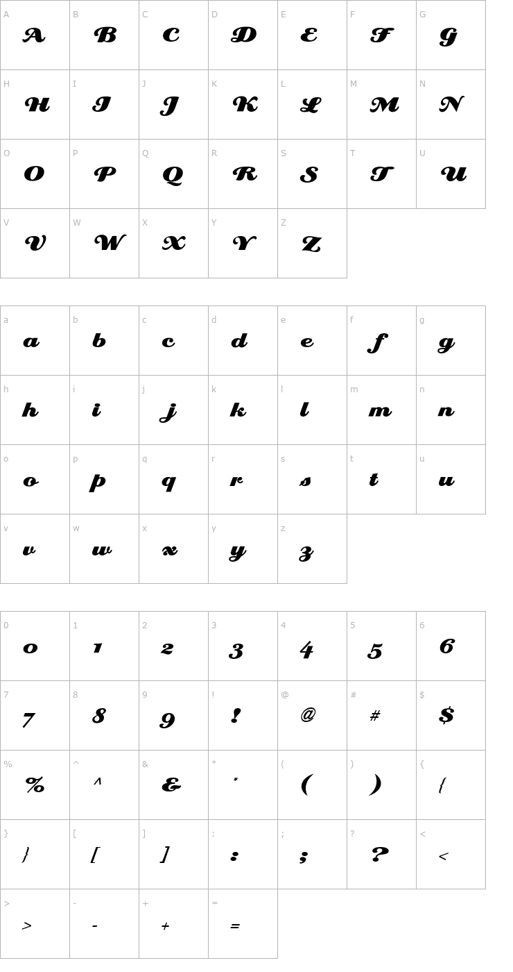 Character Map EclatAlternateICG Font