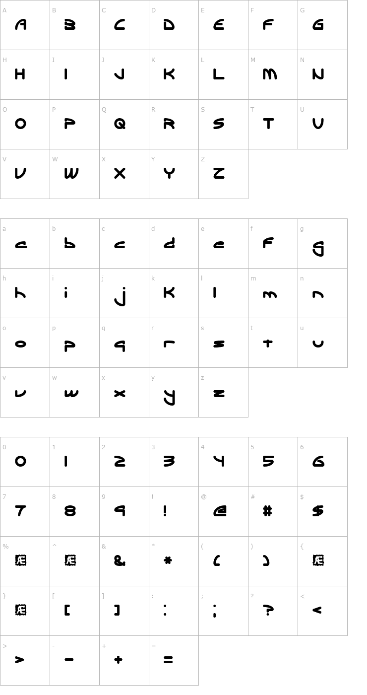 Character Map Ecliptic -BRK- Font