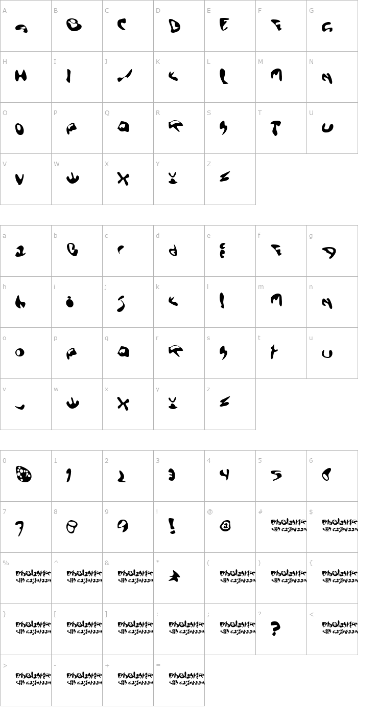 Character Map EctoBlaster Font