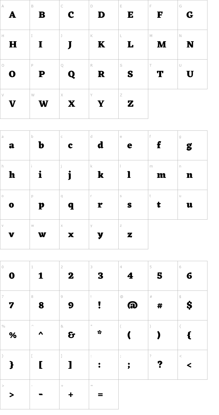 Character Map Eczar ExtraBold Font