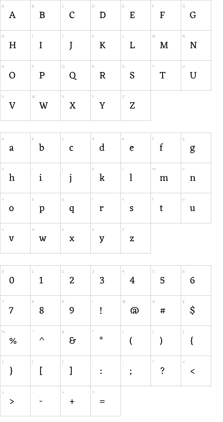 Character Map Eczar Font