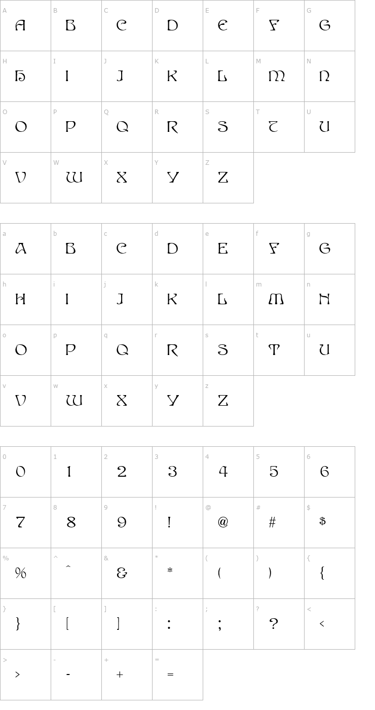 Character Map Edda Black Font