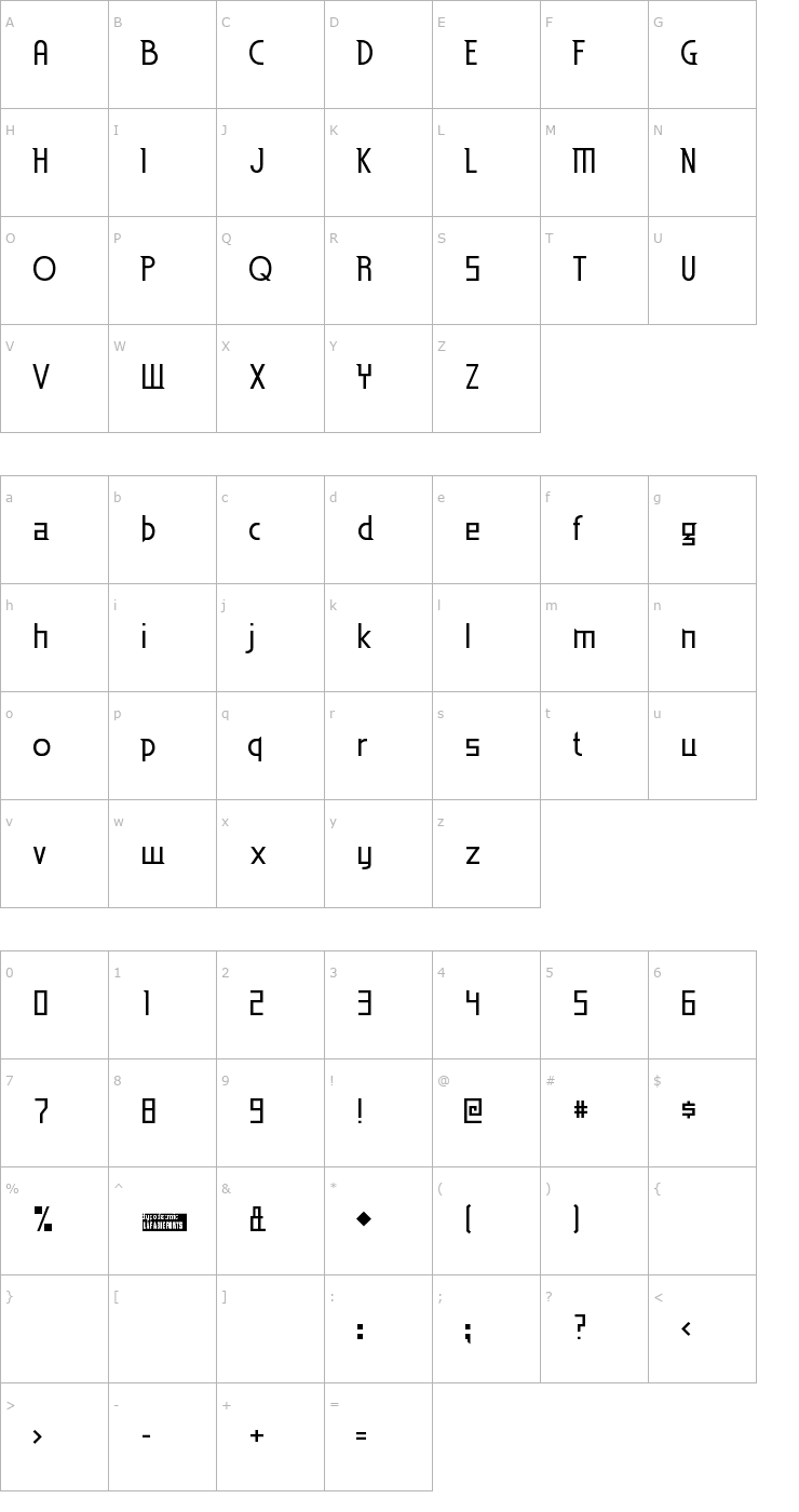 Character Map Eden Mills Font