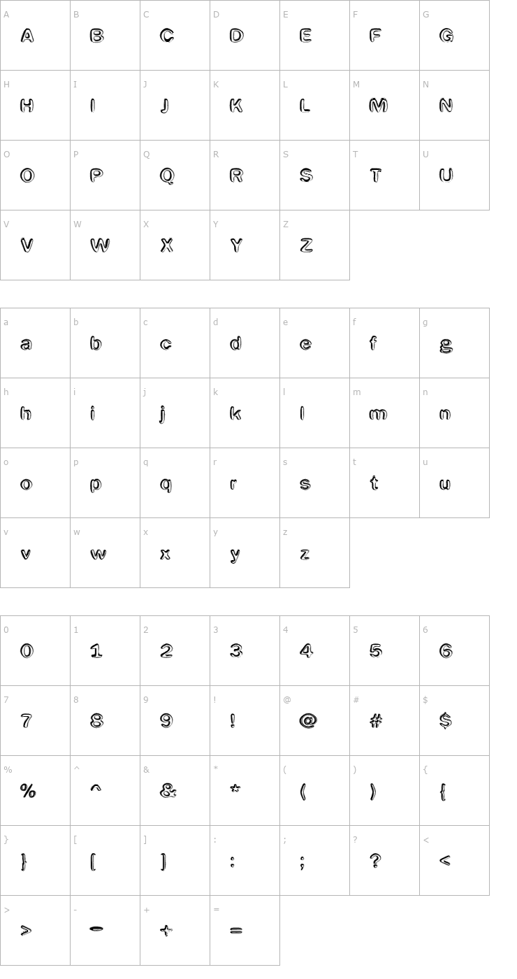 Character Map Efentine Font