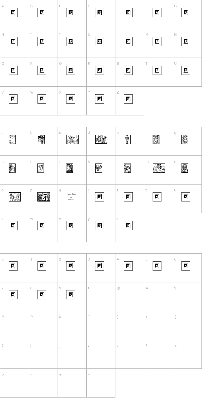 Character Map Egyptian Font