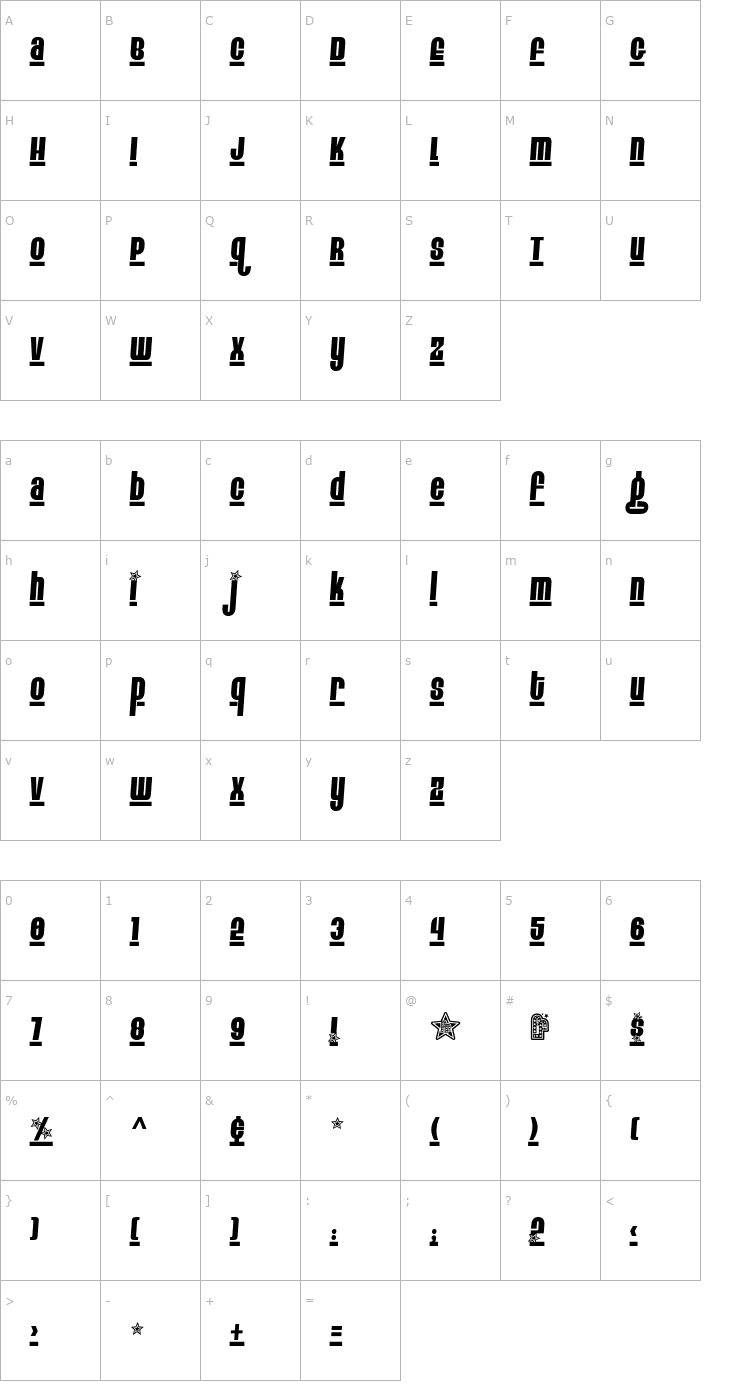 Character Map Eight Track program 4 Font