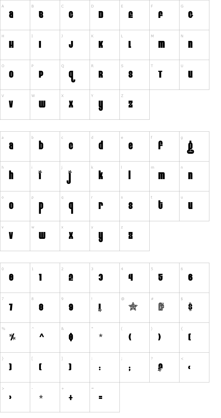 Character Map Eight Track program two Font