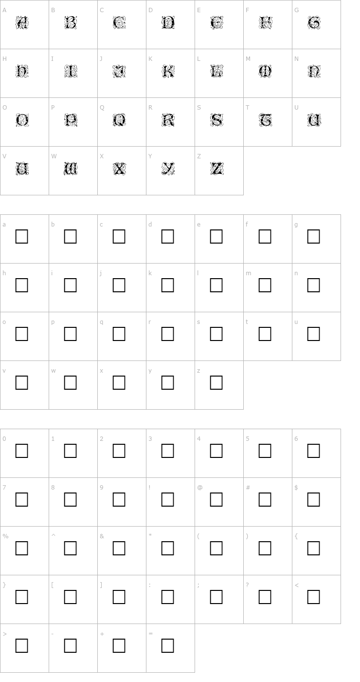 Character Map EileenCaps Regular Font