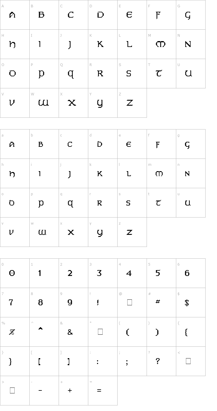 Character Map Eire Normal Font