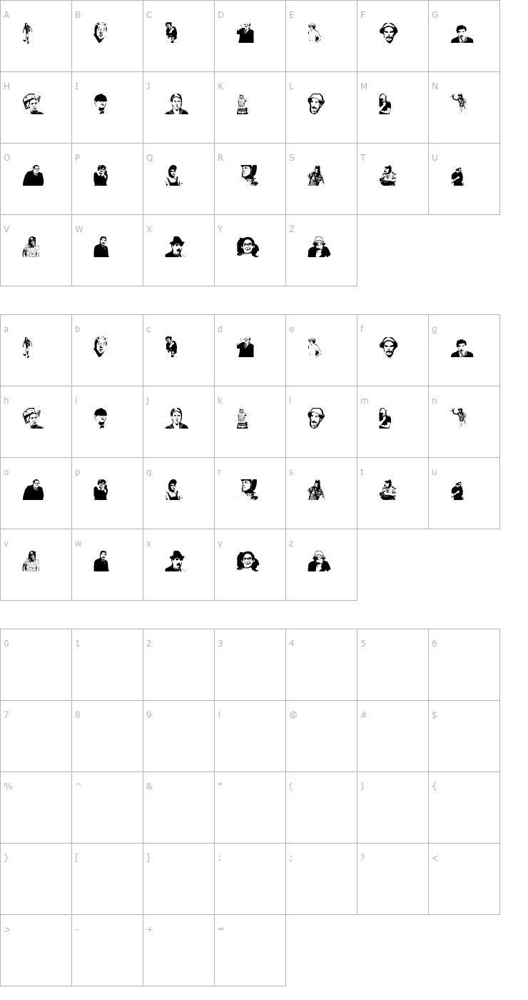 Character Map El Chavo del 8 Font