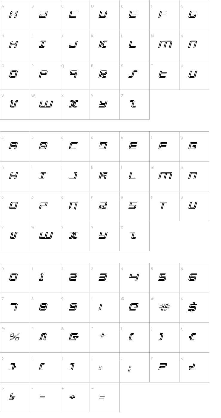 Character Map Election Day Expanded Italic Font