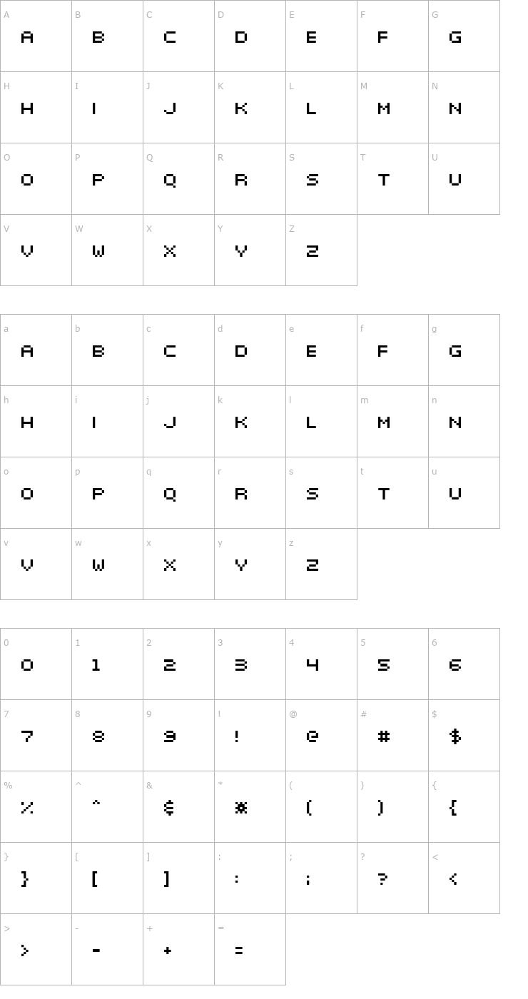 Character Map Elektr_02_5 Font