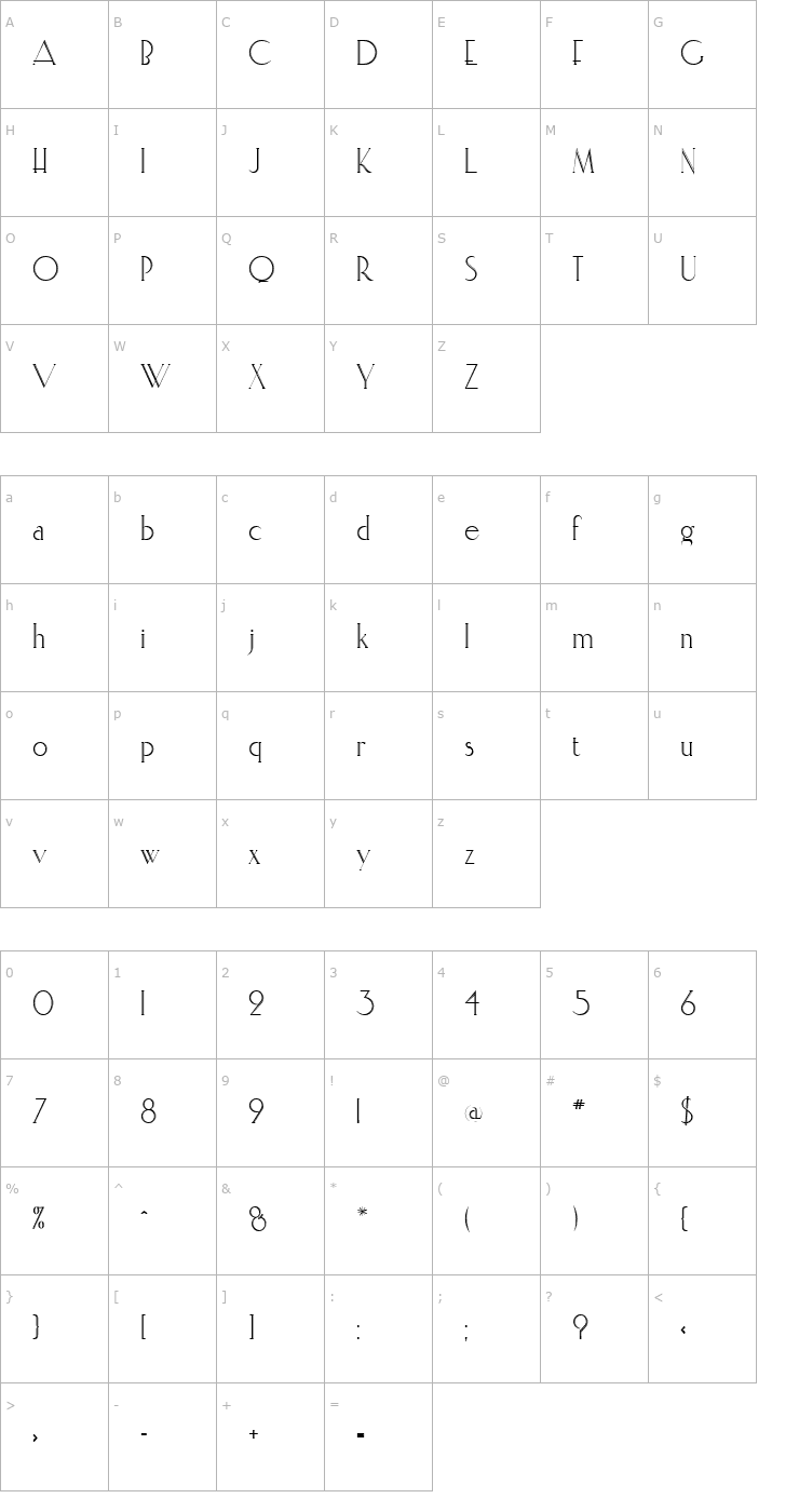 Character Map ElisiaInline Regular Font