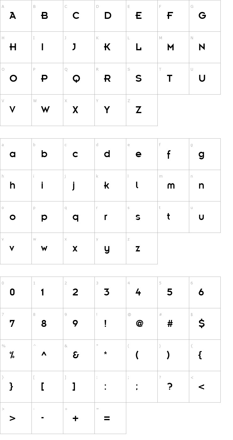 Character Map Emblem Regular Font