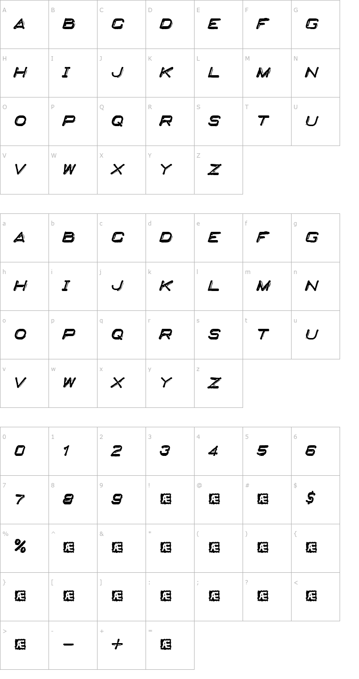 Character Map Embossing Tape 2 (BRK) Font