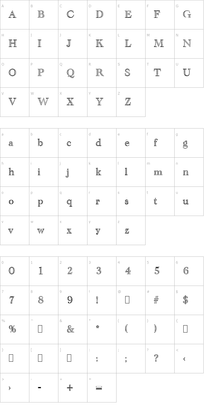 Character Map EmmaBeckerOutline Font