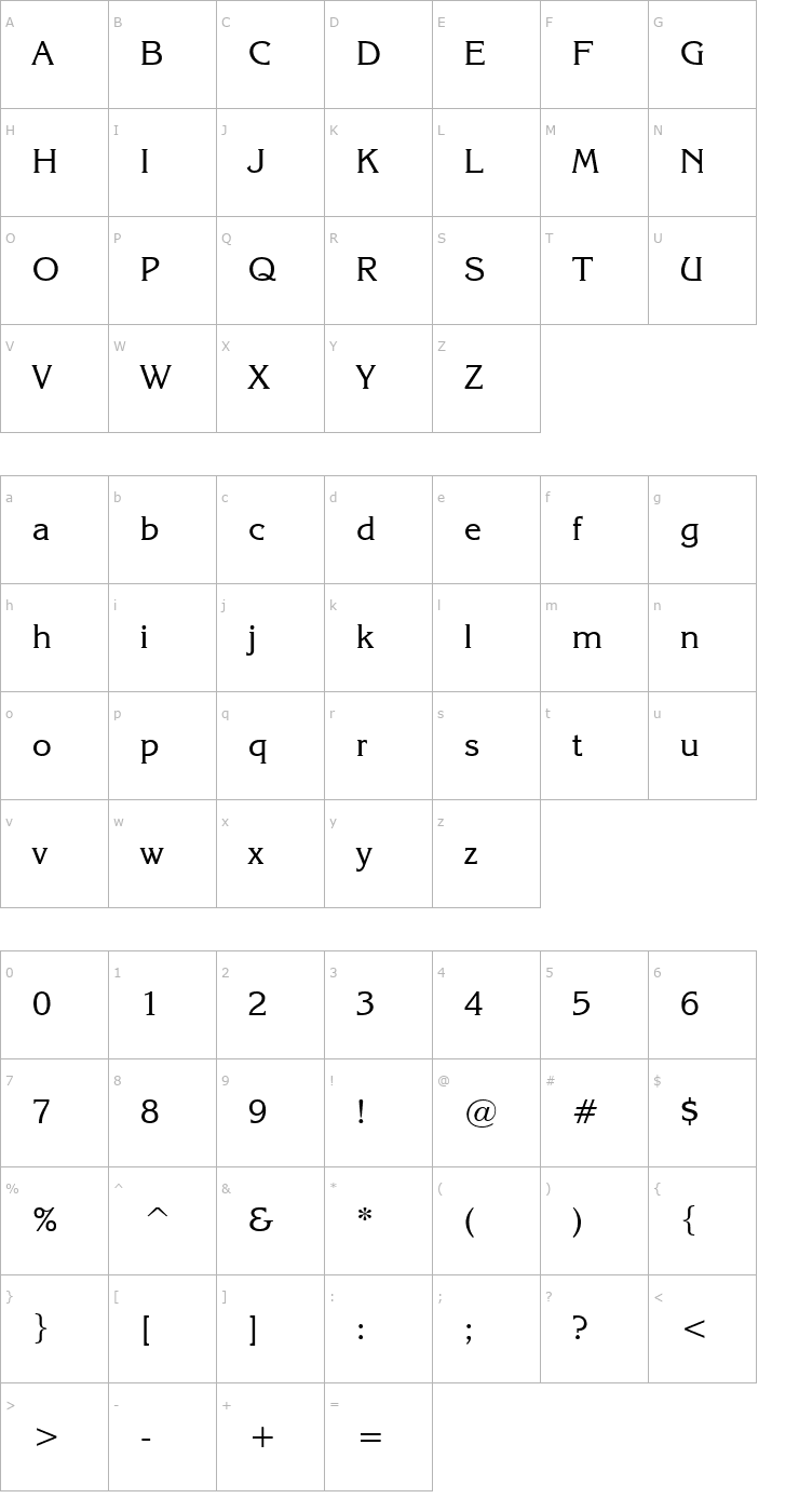 Character Map Enchanted Font