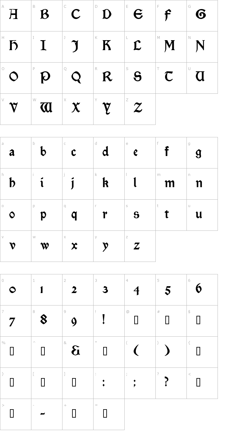 Character Map Enchantment Font