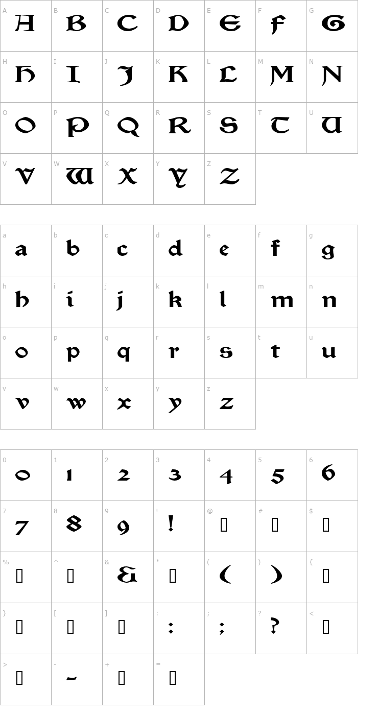 Character Map EnchantmentExtended Font