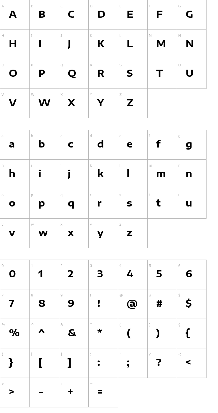 Character Map Encode Sans Expanded Bold Font