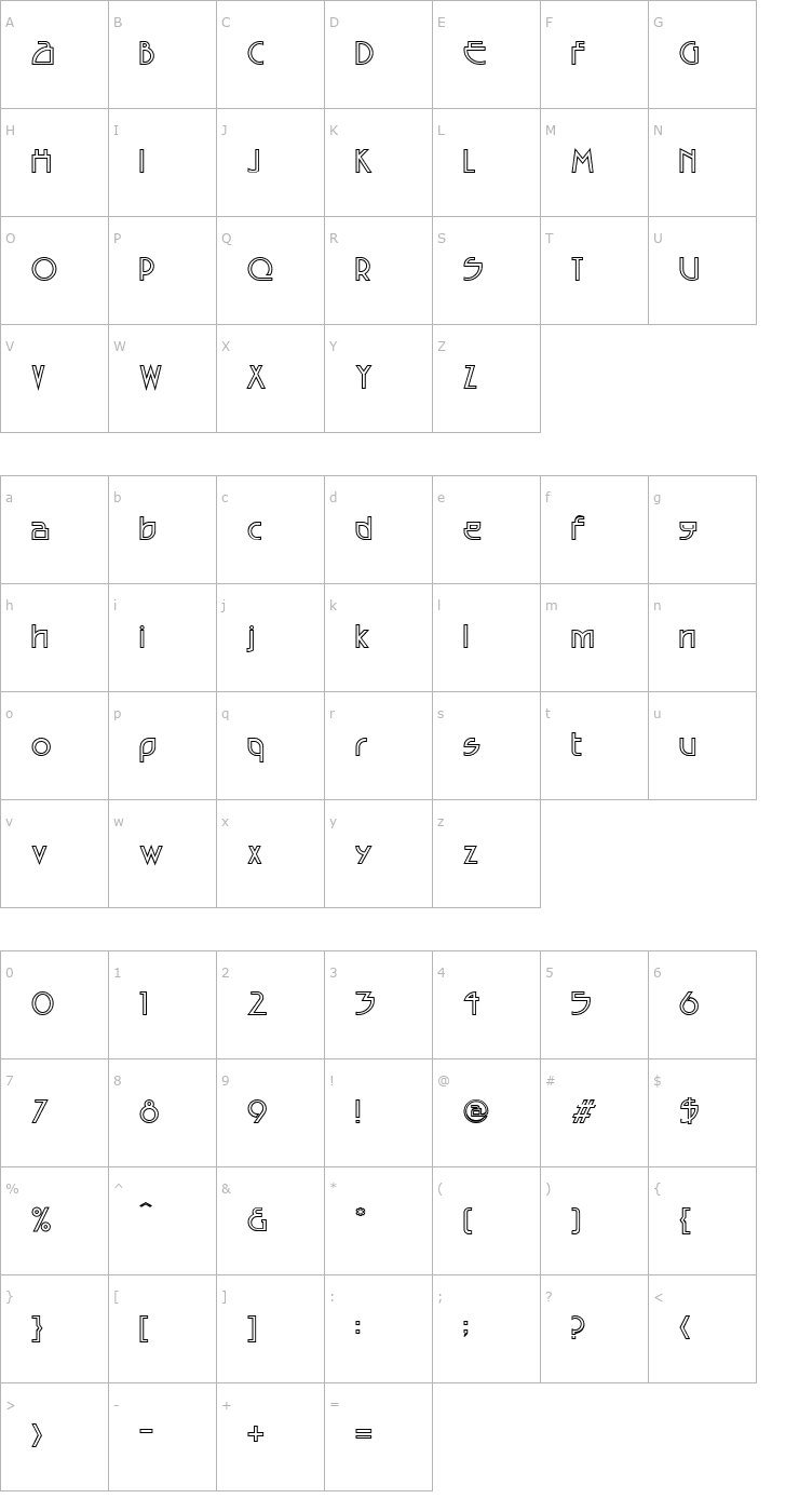 Character Map EncounterOutline Font