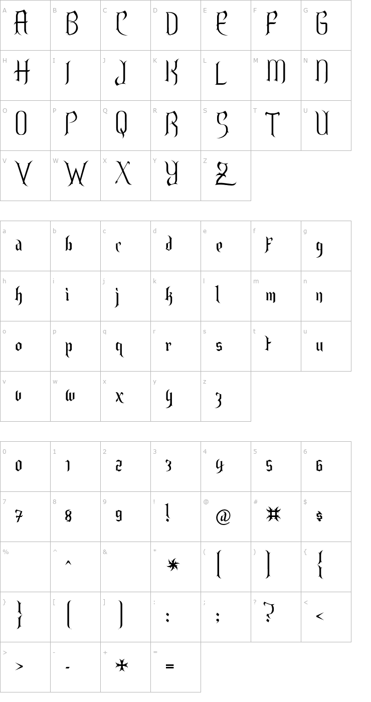 Character Map Endor Font