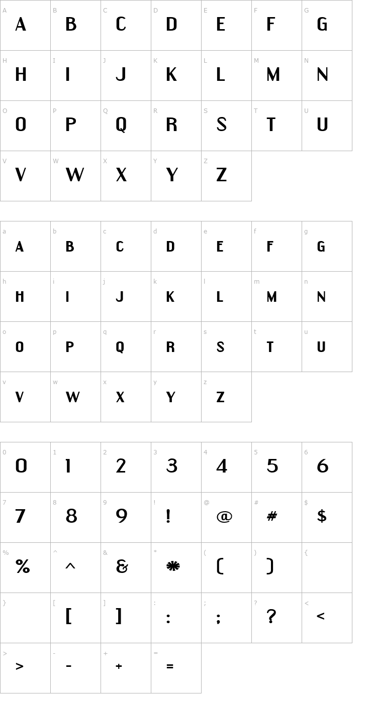 Character Map Engebrechtre Expanded Bold Font