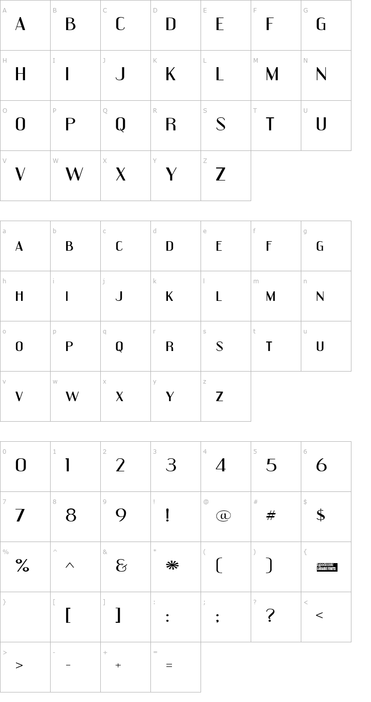 Character Map Engebrechtre Expanded Font