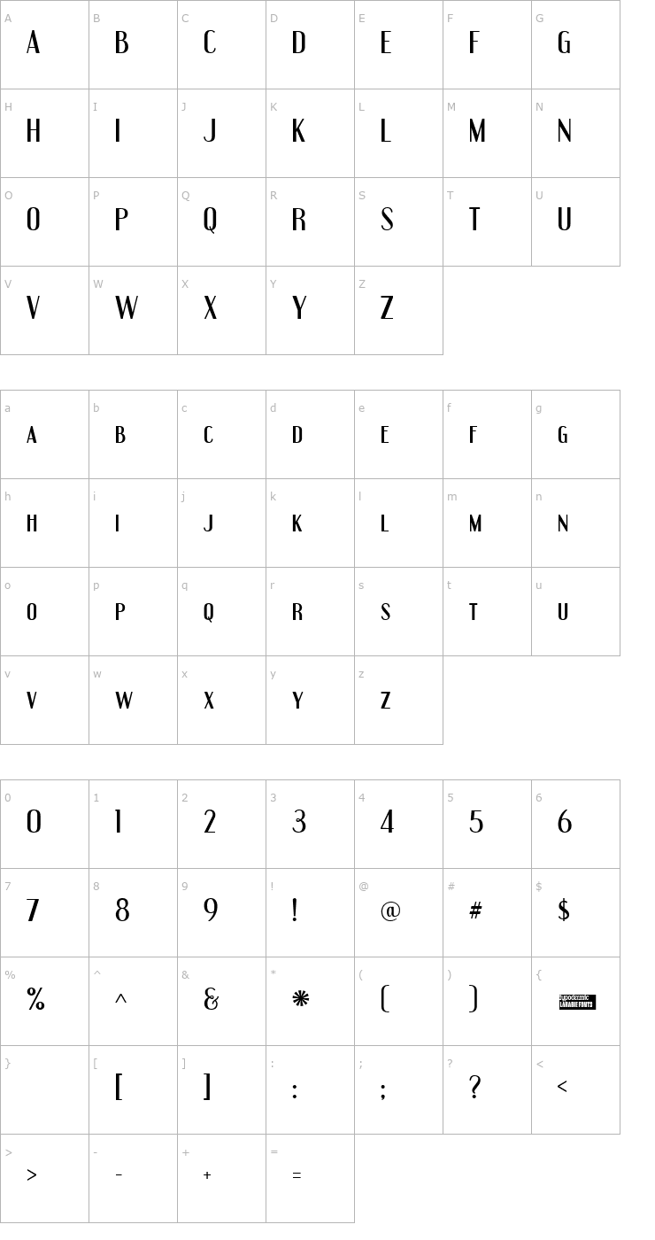 Character Map Engebrechtre Font