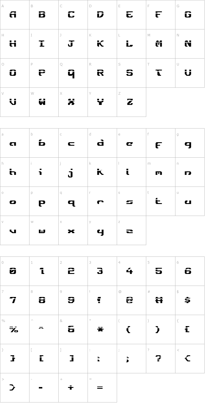 Character Map Ensign Flandry Laser Font