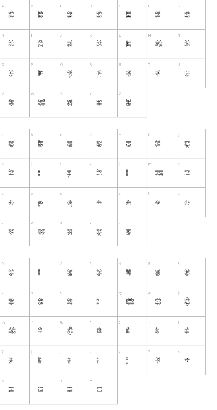 Character Map Entangled -BRK- Font