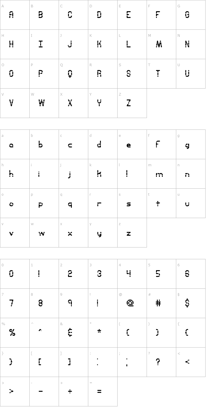 Character Map Entangled Layer A -BRK- Font