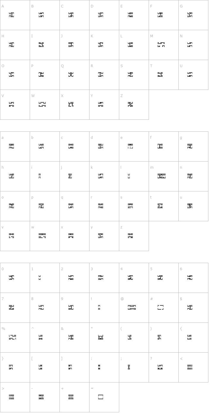 Character Map Entangled Layer B -BRK- Font