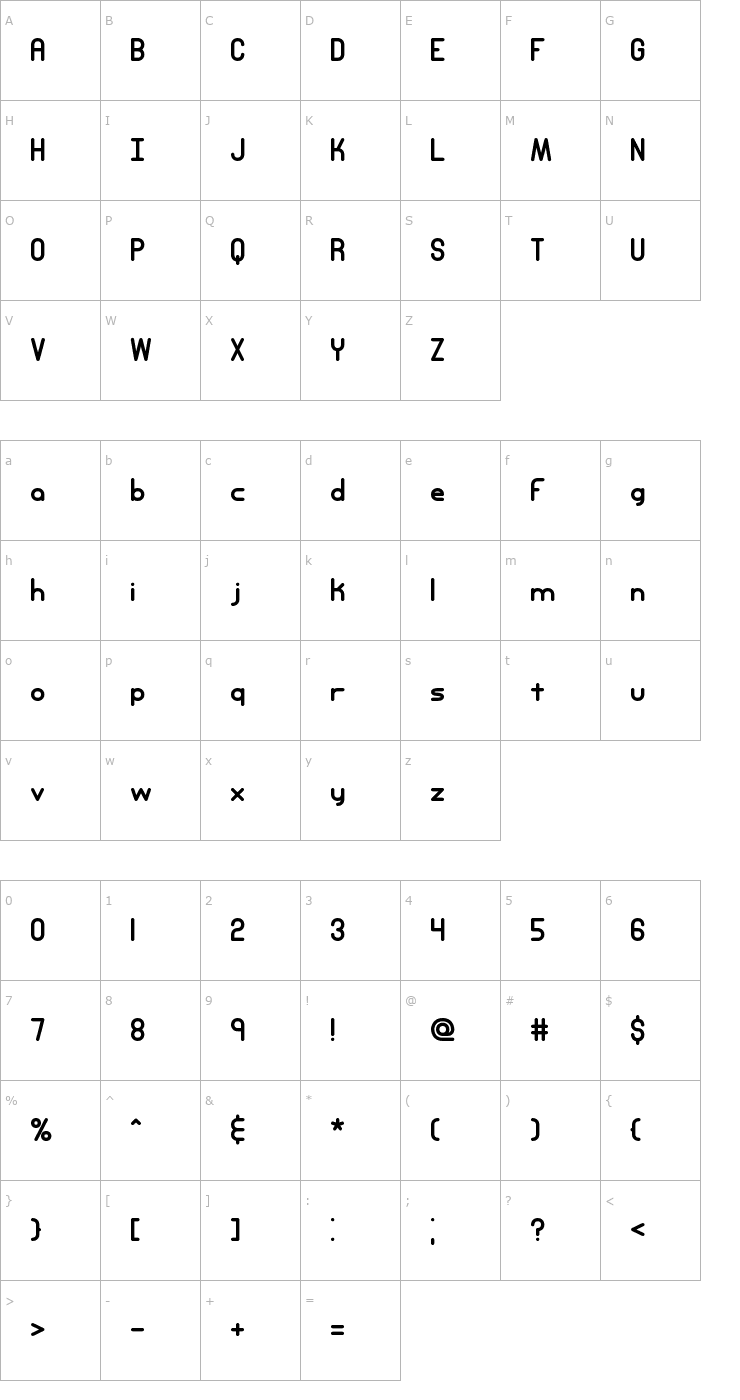 Character Map Entangled Plain (BRK) Font