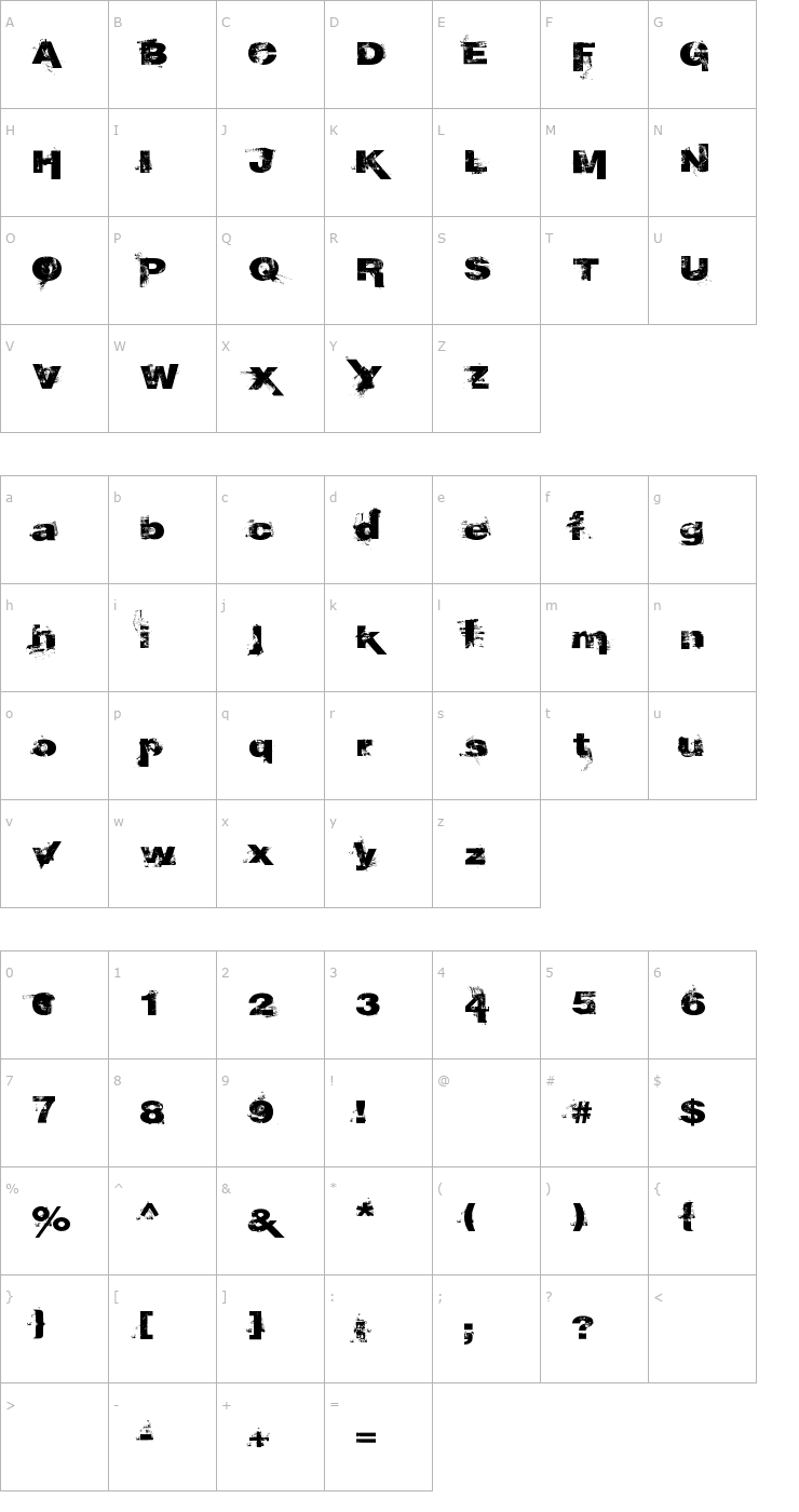 Character Map Epoxy History Font