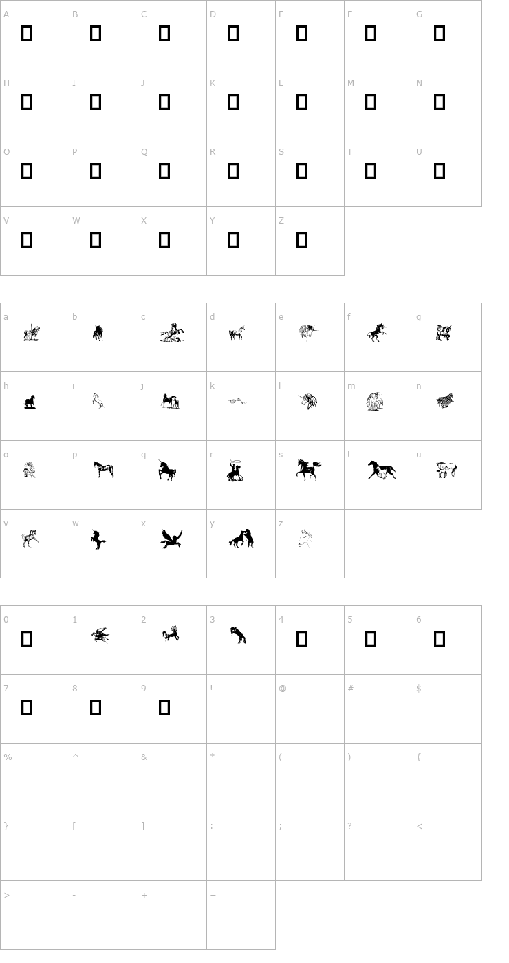 Character Map Equestrian Font