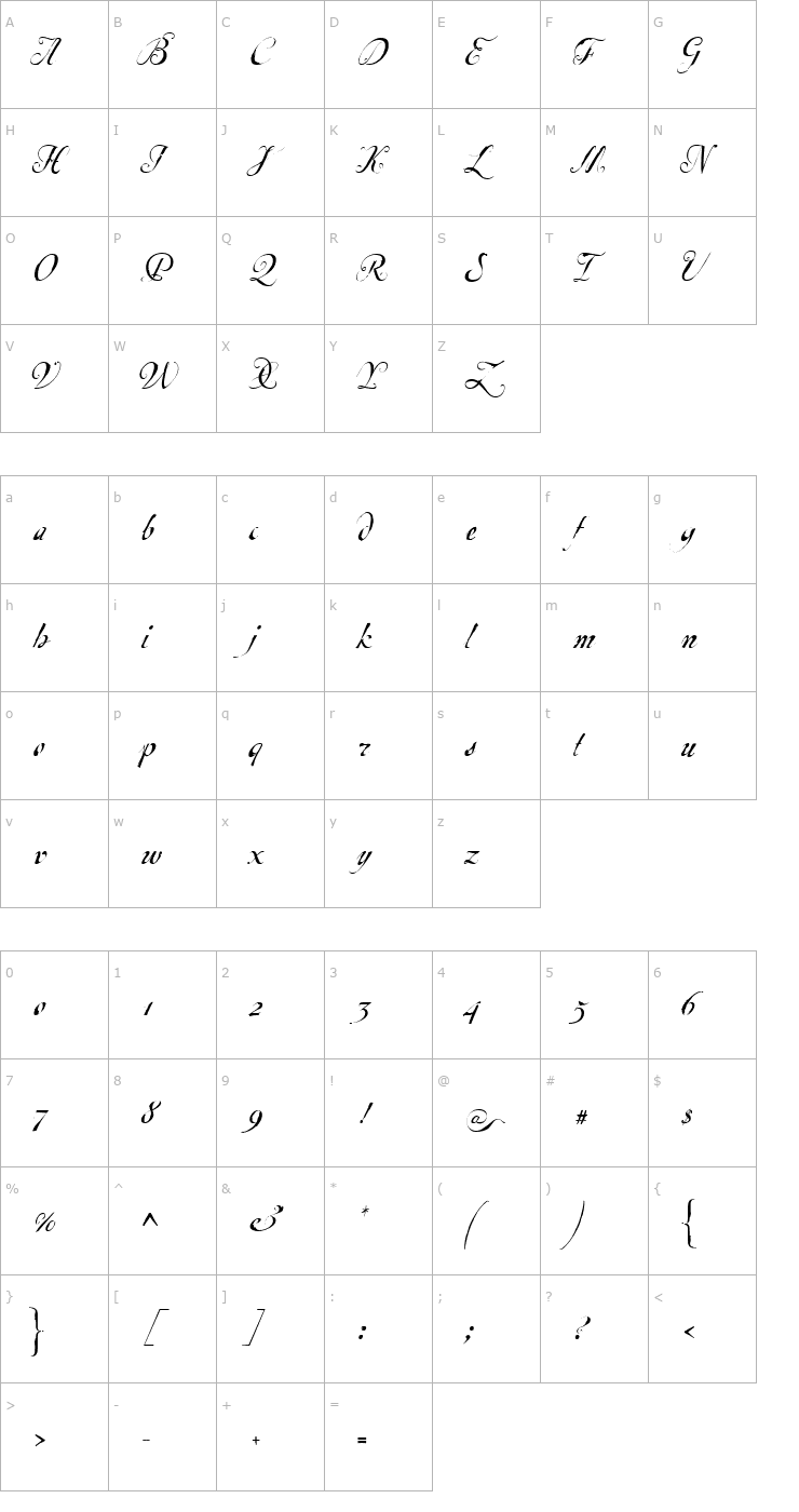 Character Map Escrita Principal Font