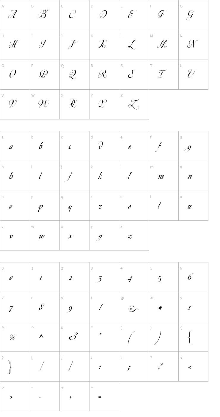 Character Map EscritaPrincipal Font