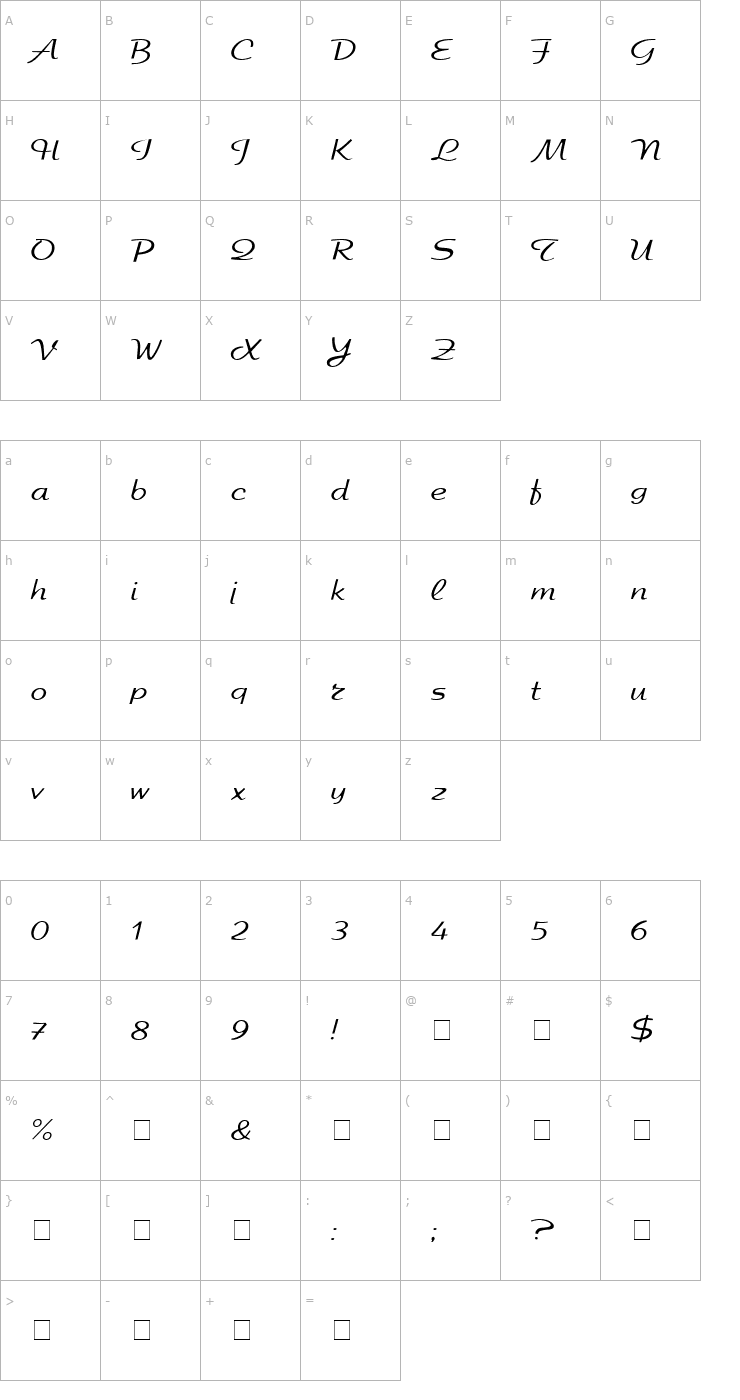 Character Map ESF EliteLight Font