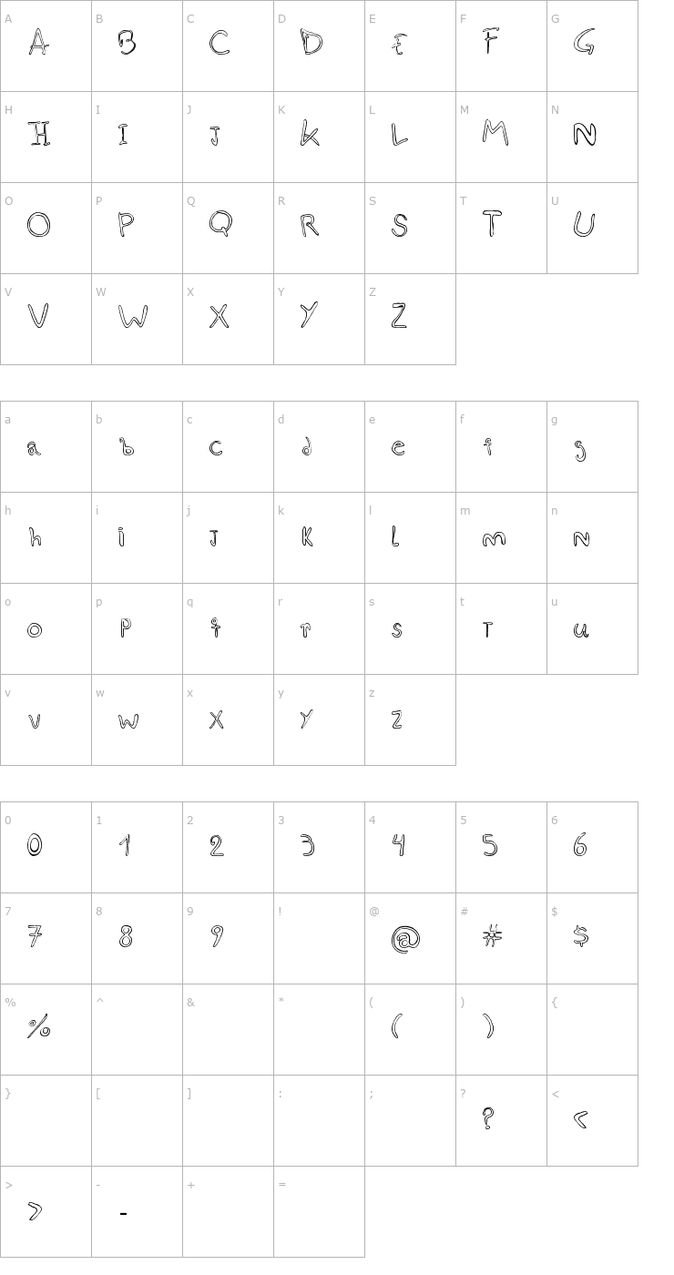 Character Map Esquiso Font