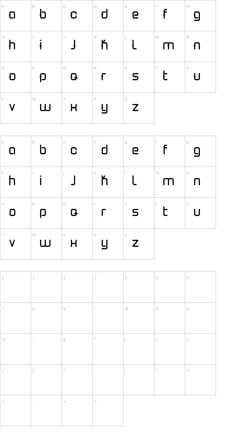 Character Map Estro1 Font