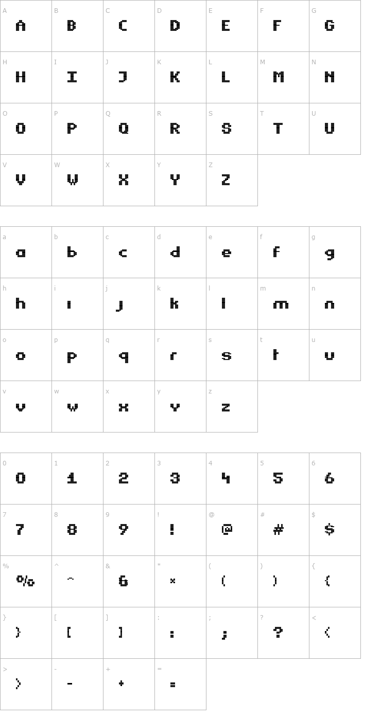 Character Map Estrogen Font