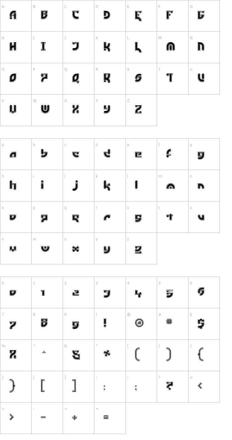 Character Map EstukiOutline Font