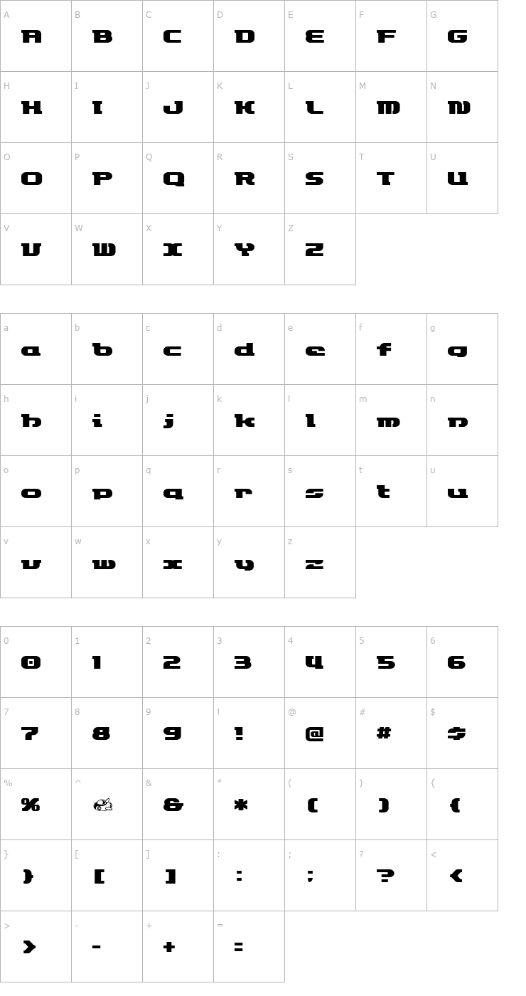 Character Map ET Rocketype Font