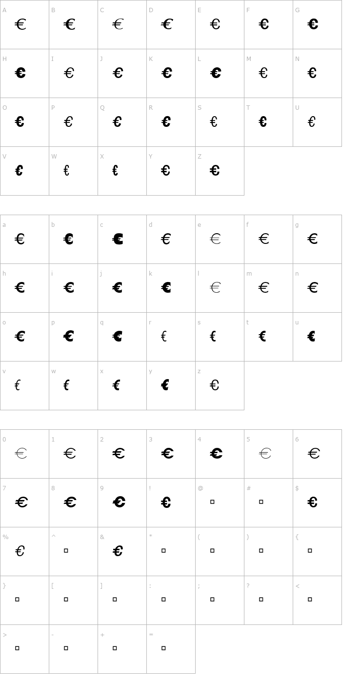 Character Map EuroA-Logo Font